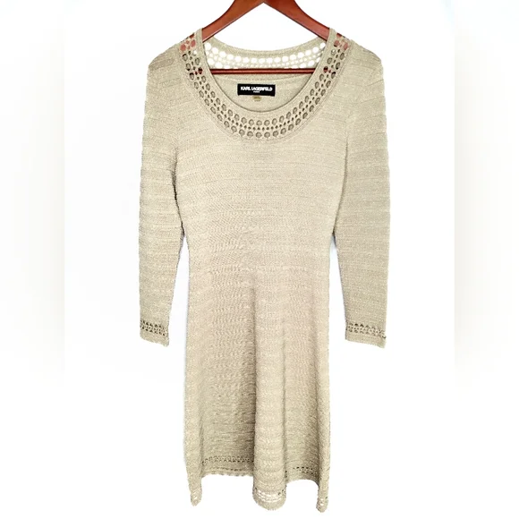 Karl Lagerfeld | Dresses | Karl Lagerfeld Paris Gold Glitter Dress M |  Poshmark